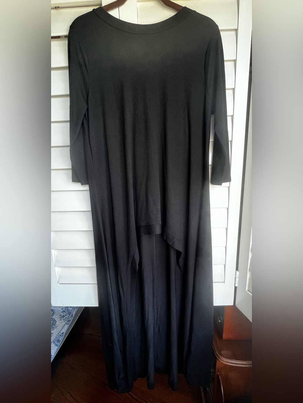 Zenana Premium Black Hi Low 3/4 Sleeve Maxi Top